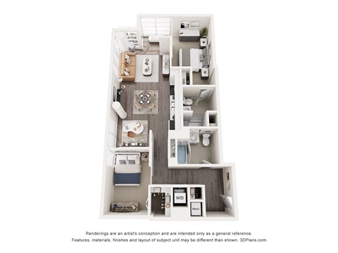 Floor plan for 2 beds, 2 baths, 1008 sqft